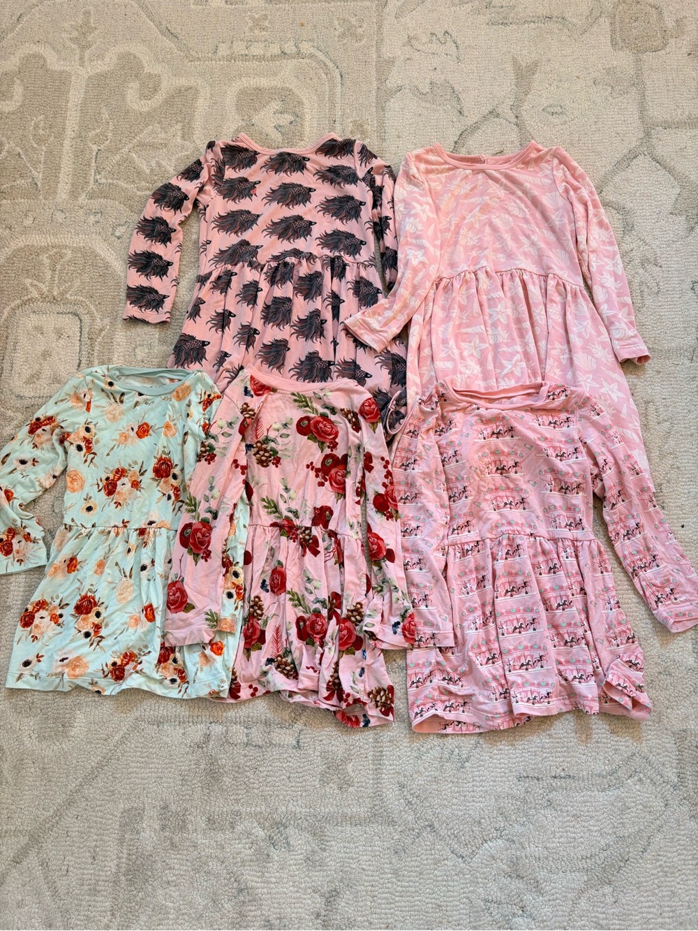 Kickee Pants Girls Pink Long-Sleeve Dress Bundle +  Leggings - Size 3t